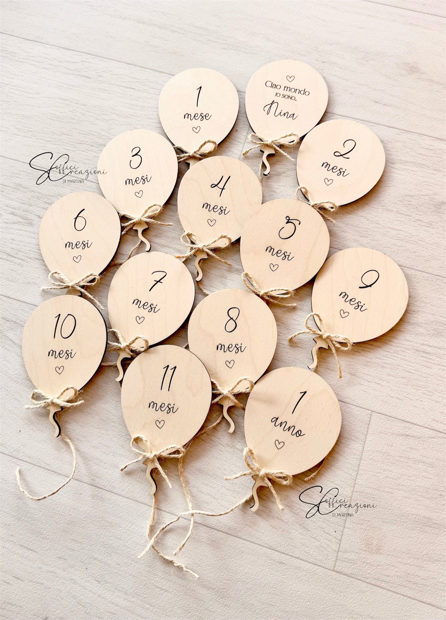 Set complimese milestone in legno personalizzato