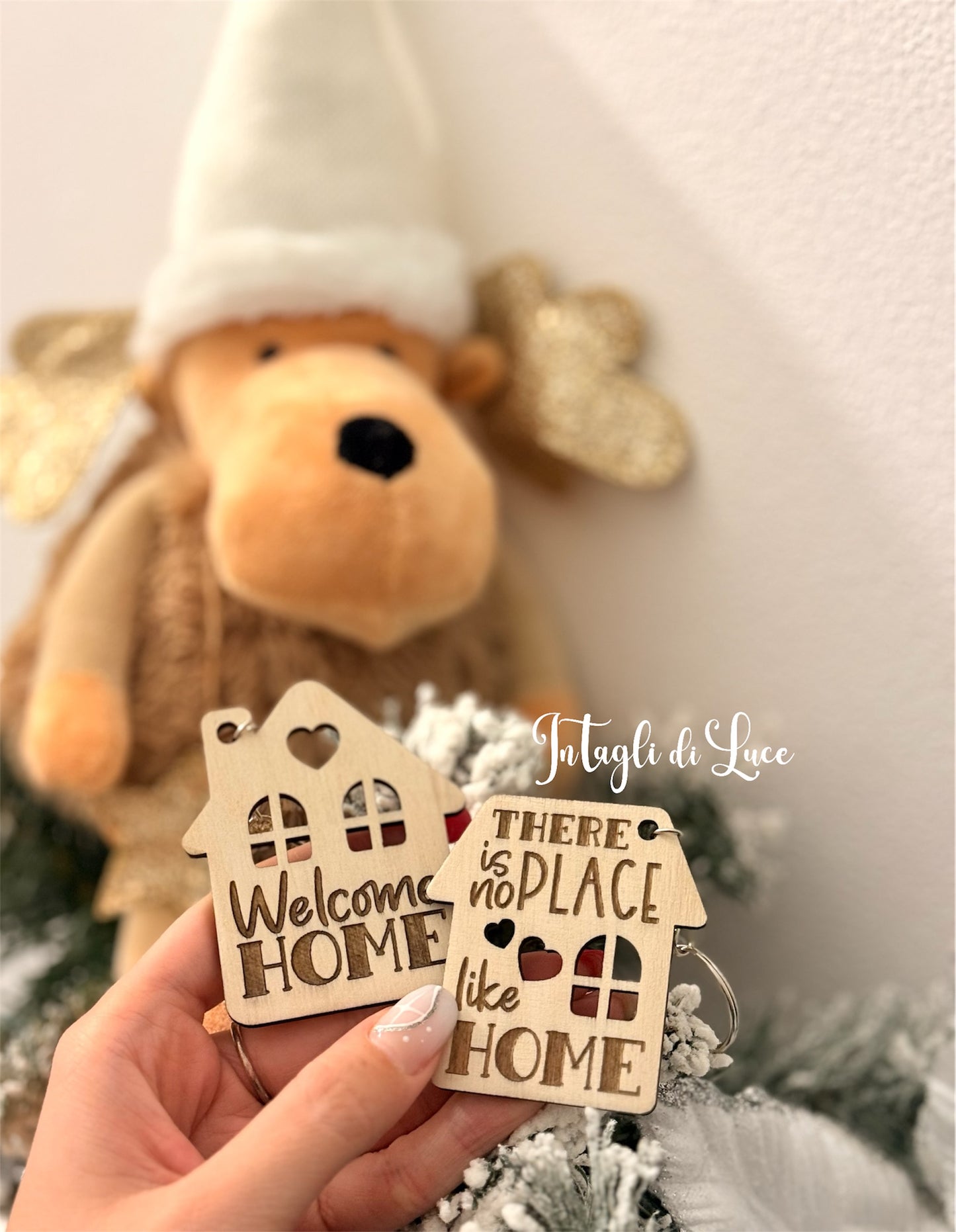 Portachiavi in legno inciso