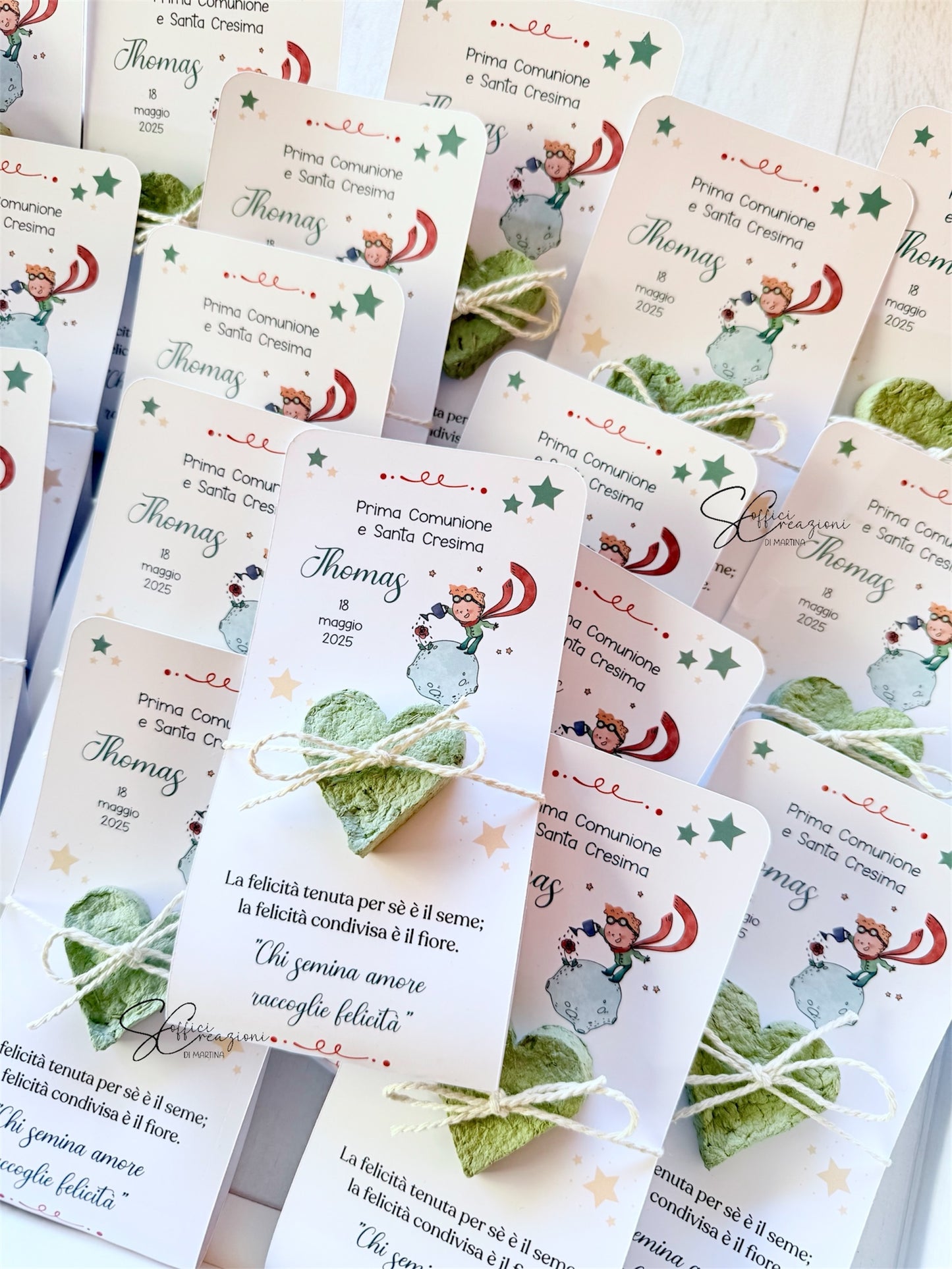 Bomboniera green con cuore di semi