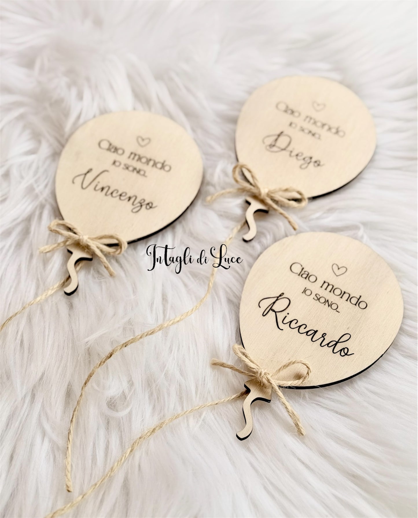 Palloncino nascita in legno