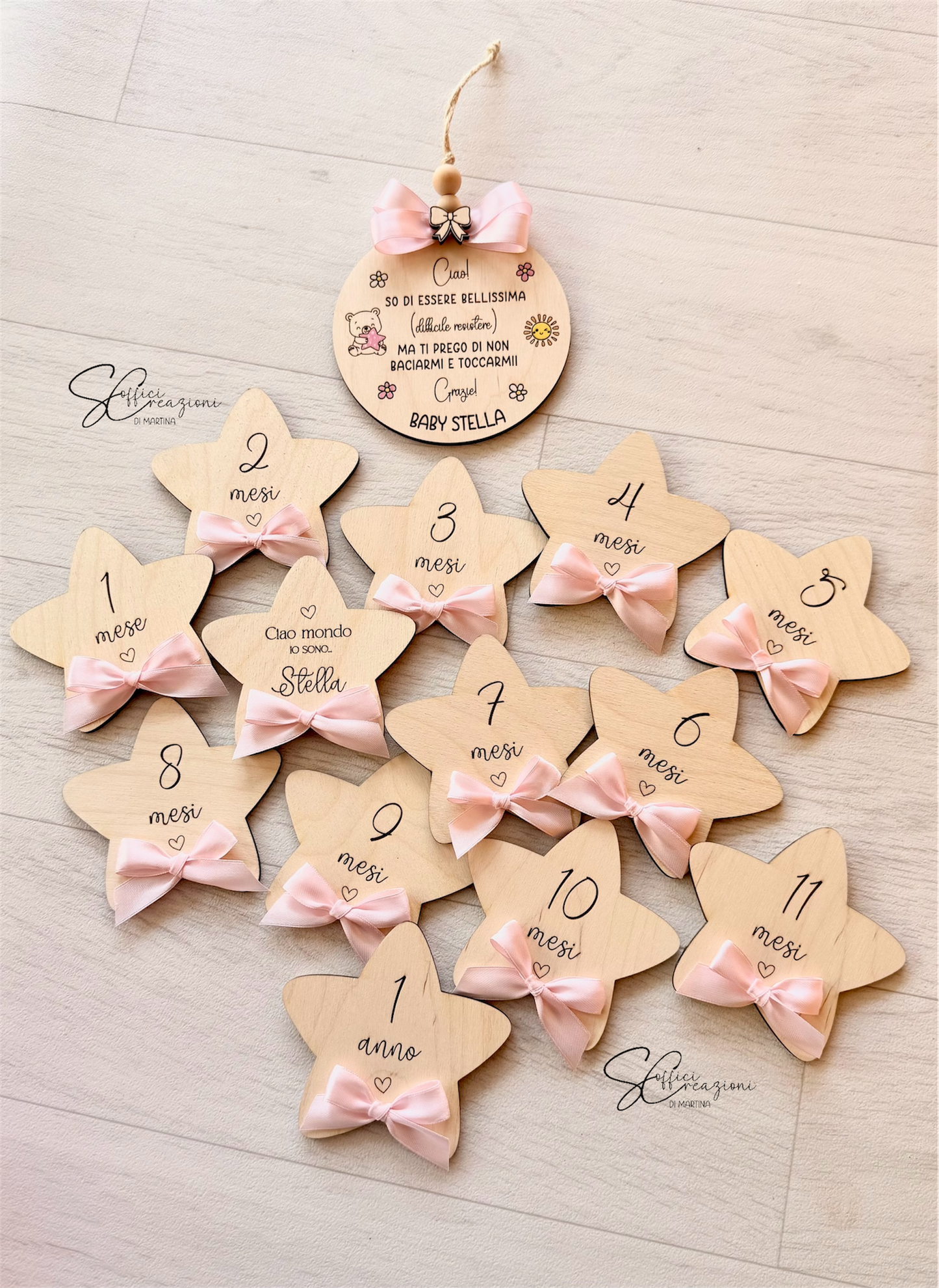 Set complimese milestone in legno personalizzato