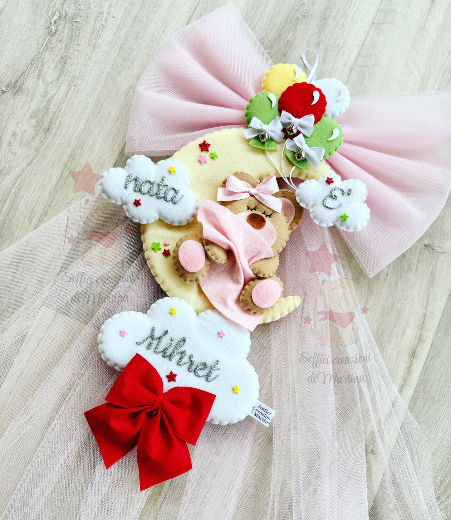 Fiocco nascita orsetto sulla luna