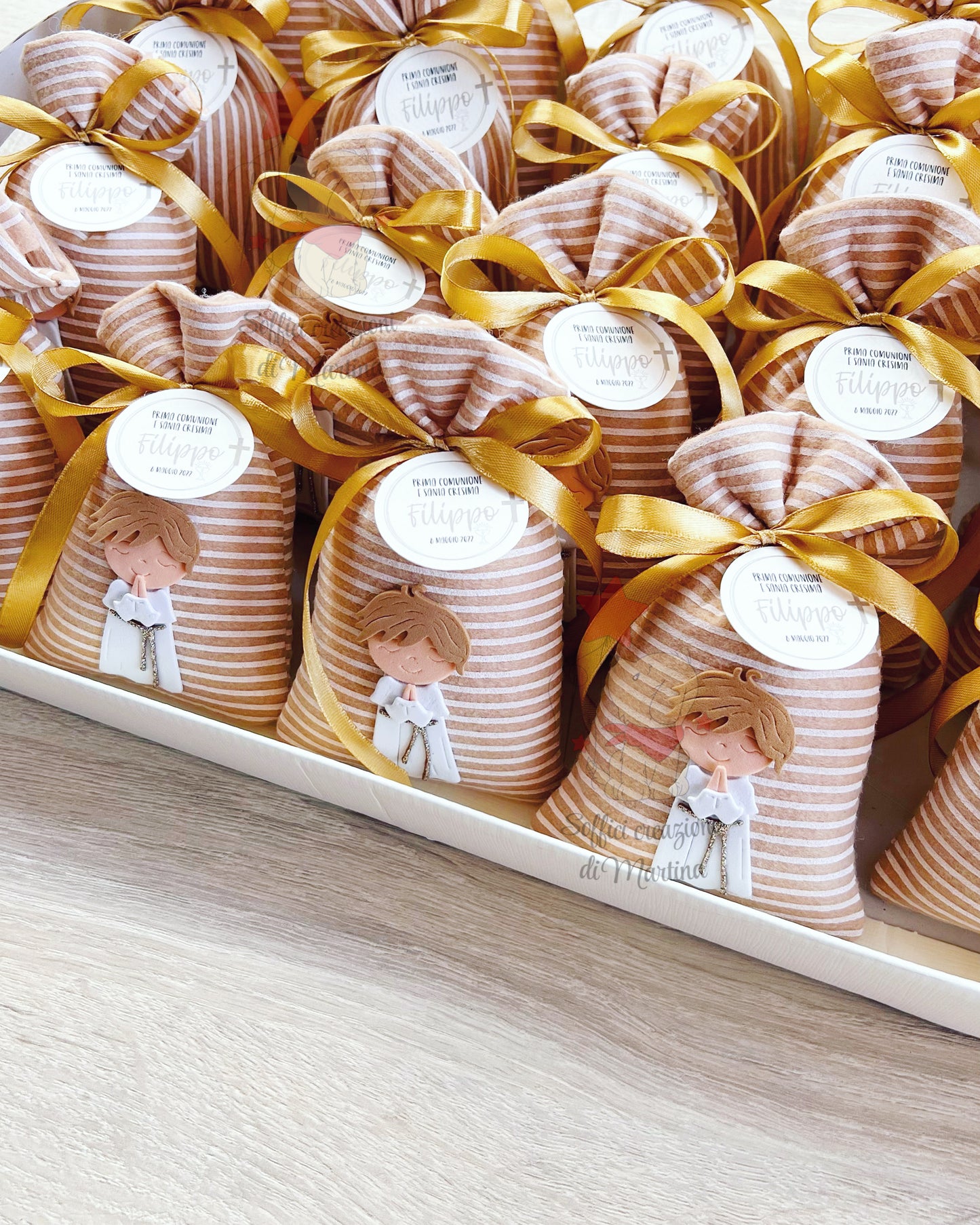 Bomboniera sacchettino in pannolenci comunione