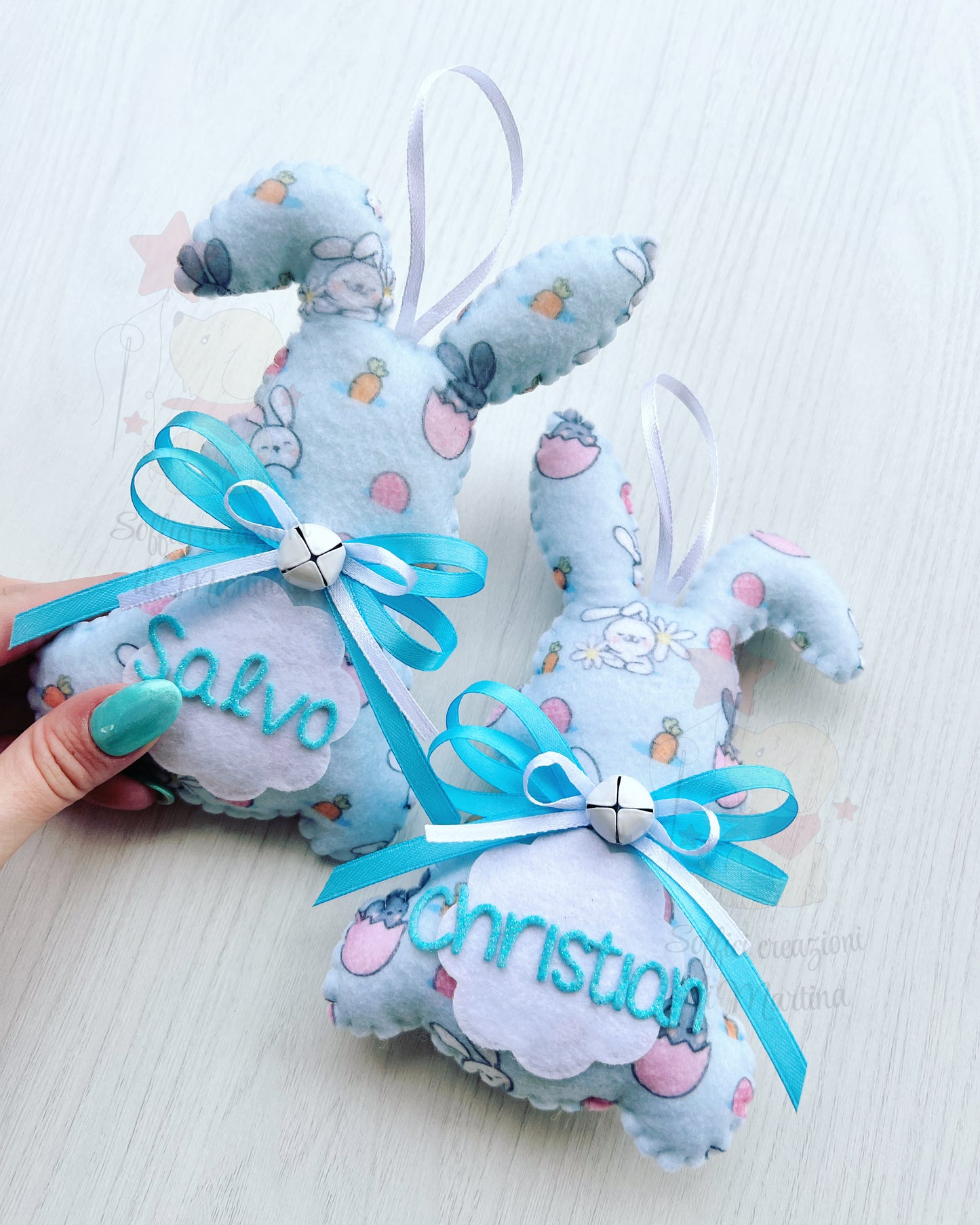 Coniglio pannolenci con nome