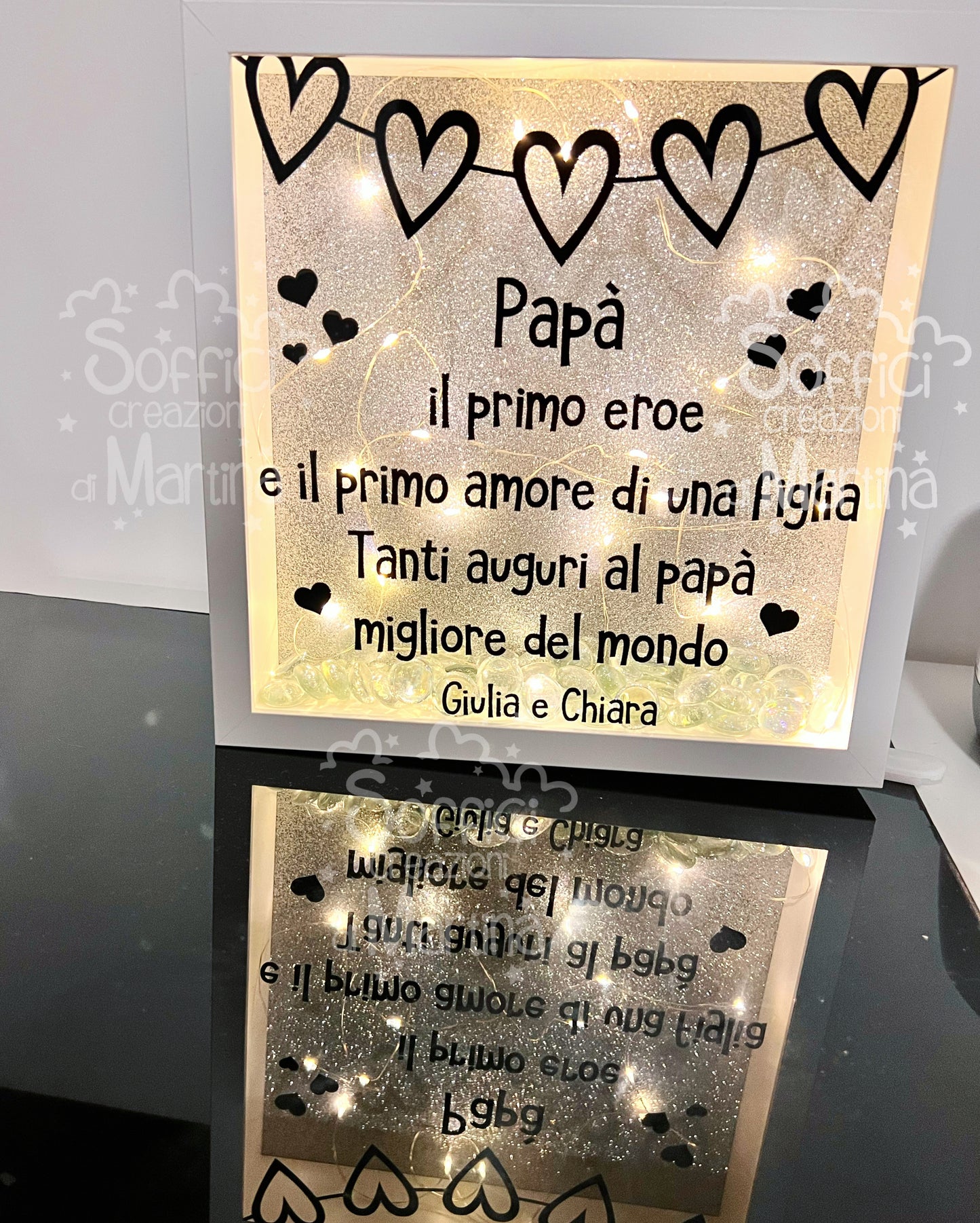 Cornice luminosa con dedica festa del papà