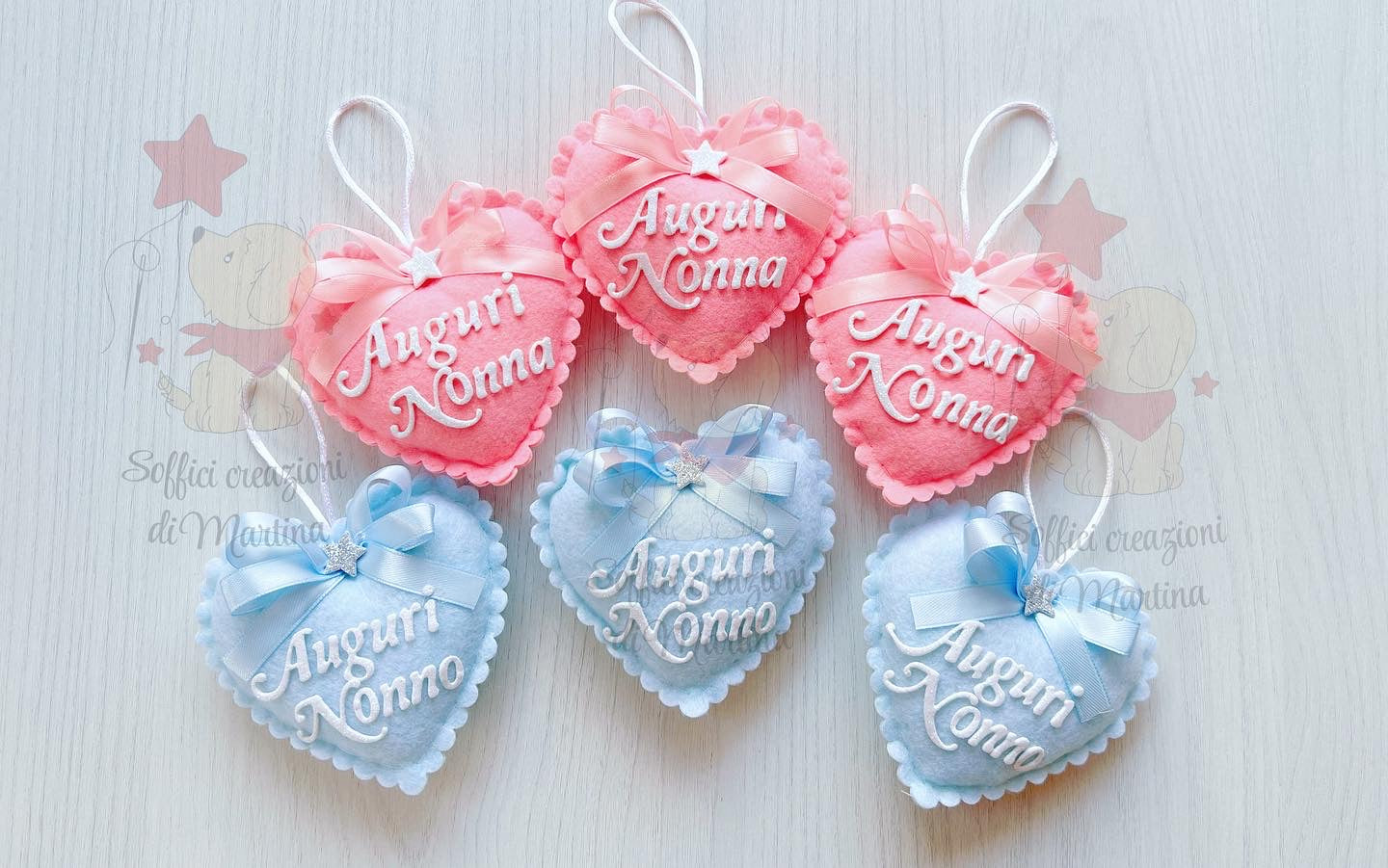 Cuore con auguri nonni, papà, mamma