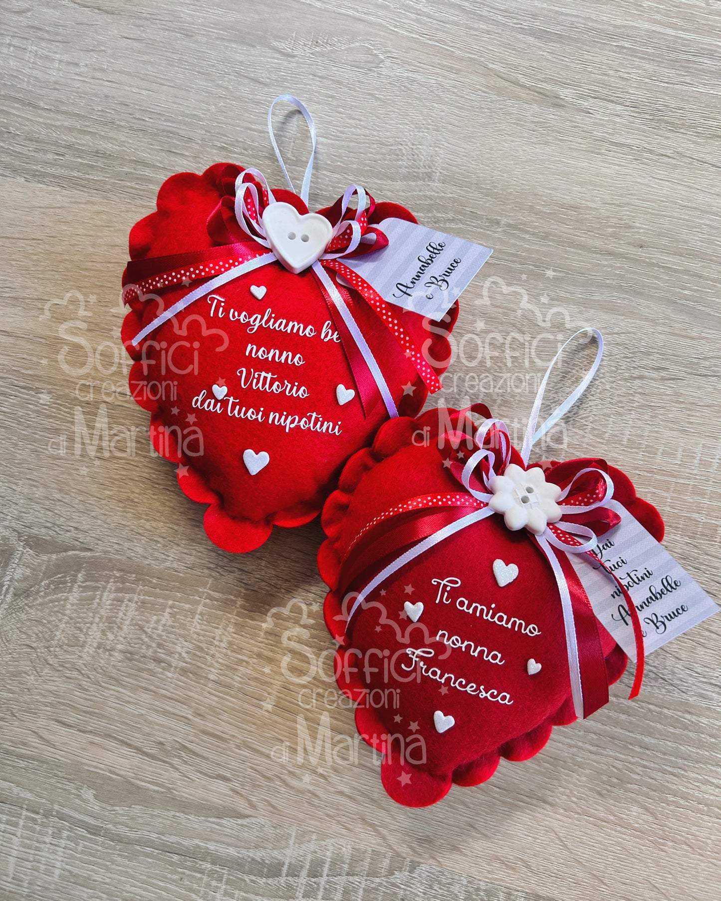 Cuore rosso con dedica per i nonni