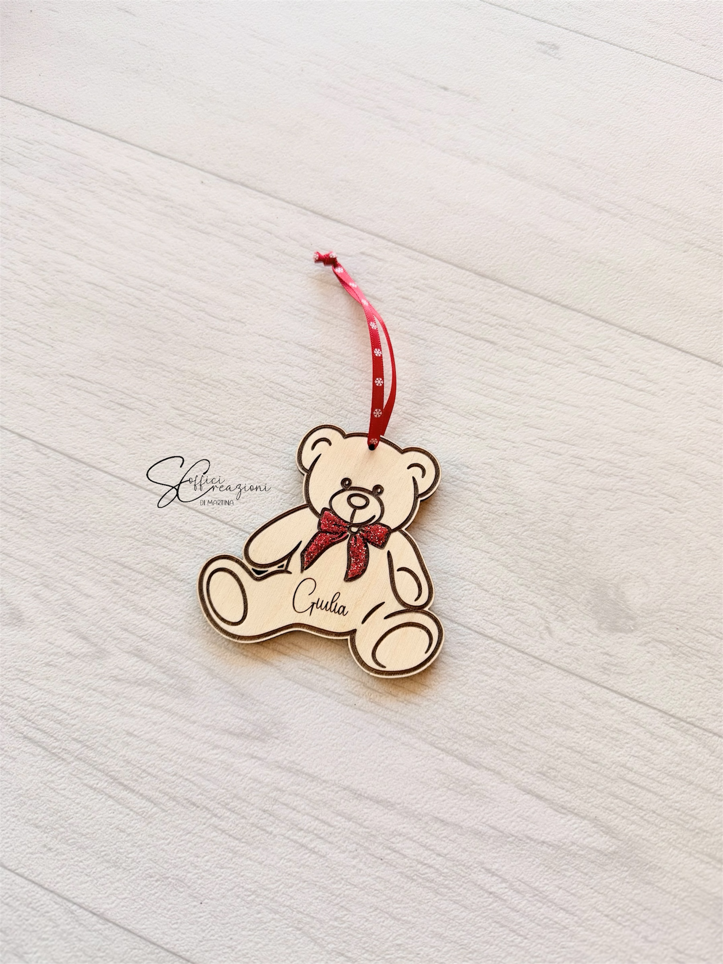 Decorazione natalizia orsetto legno