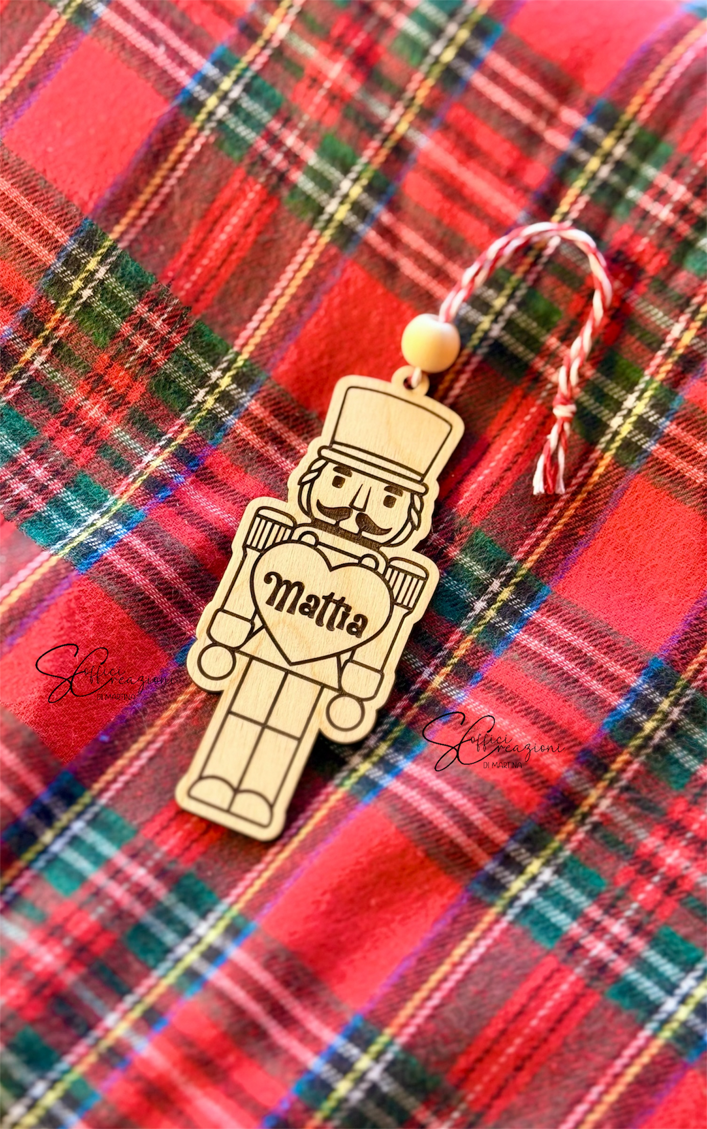 Soldatino schiaccianoci decorazione natalizia personalizzata in legno