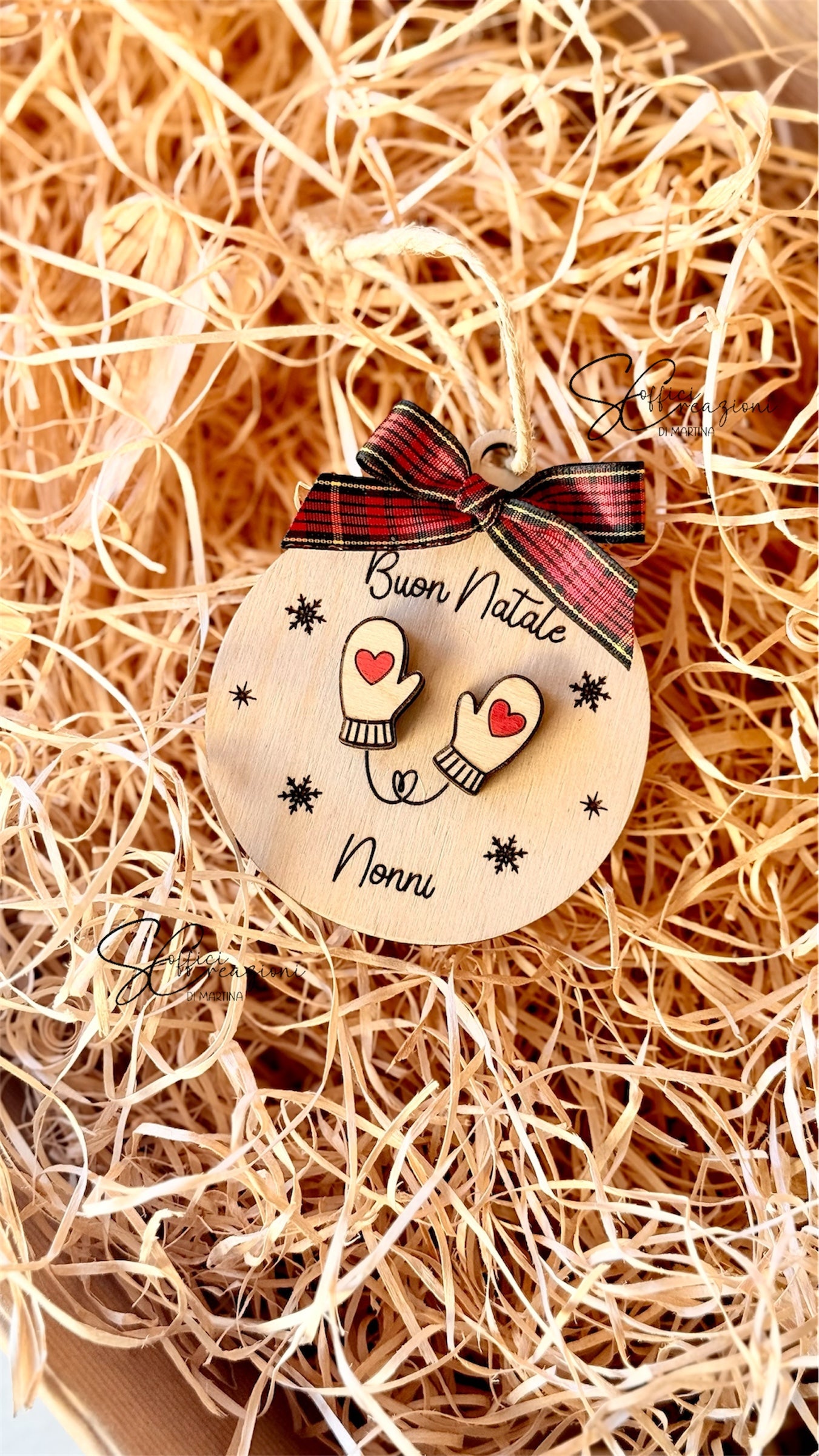 Pallina natalizia con frase personalizzata e guantini