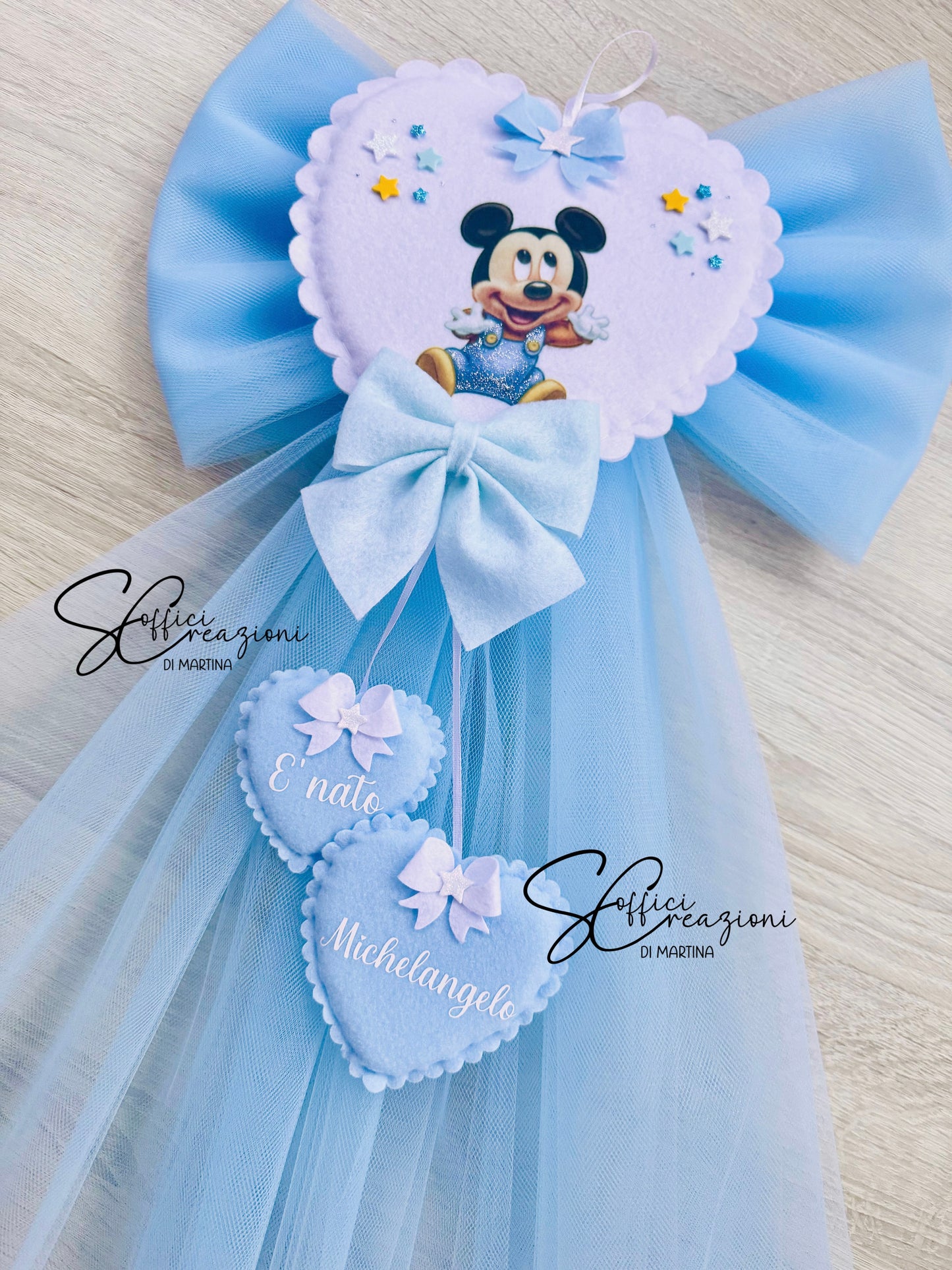 Fiocco nascita cuore in pannolenci