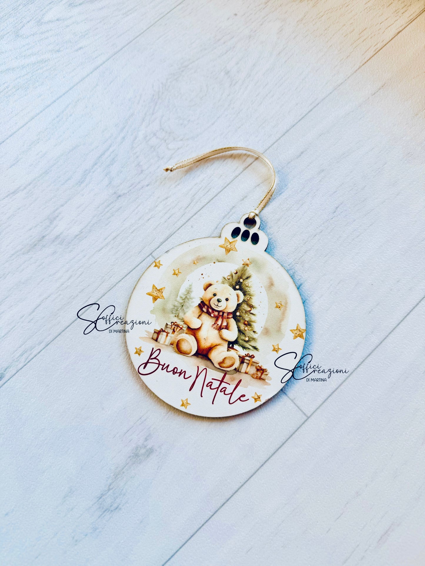 Pallina addobbo natalizio in legno personalizzato