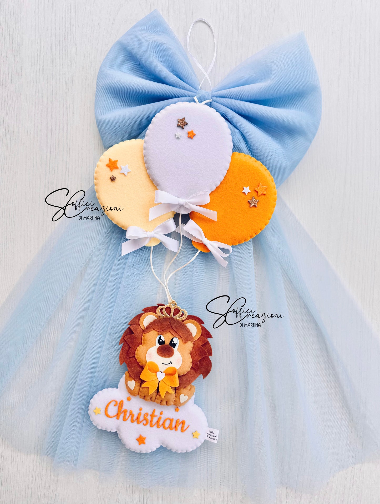 Fiocco nascita elefantino con palloncini