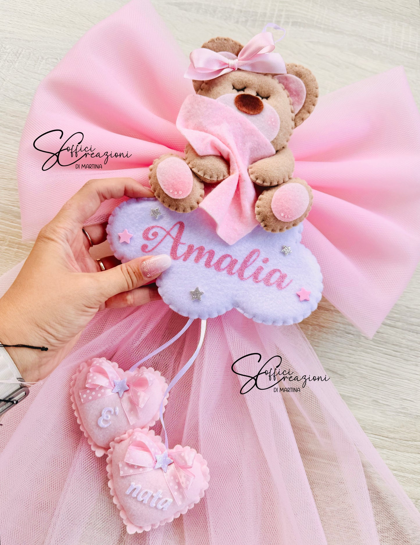 Fiocco nascita modello orsetto sognatore
