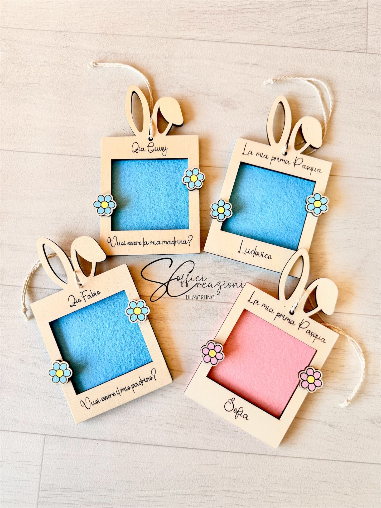 Portafoto mini in legno prima Pasqua