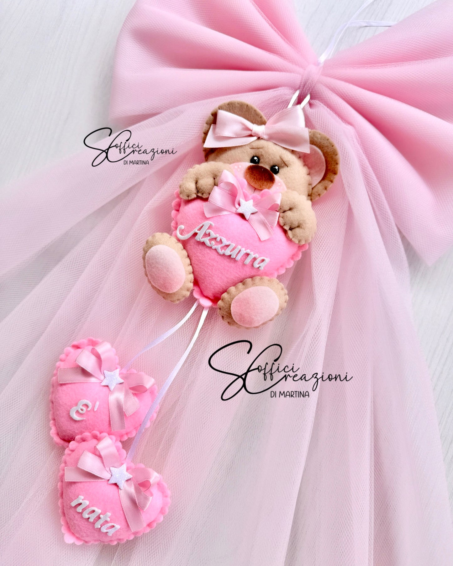 Fiocco nascita orsetto cuoricino