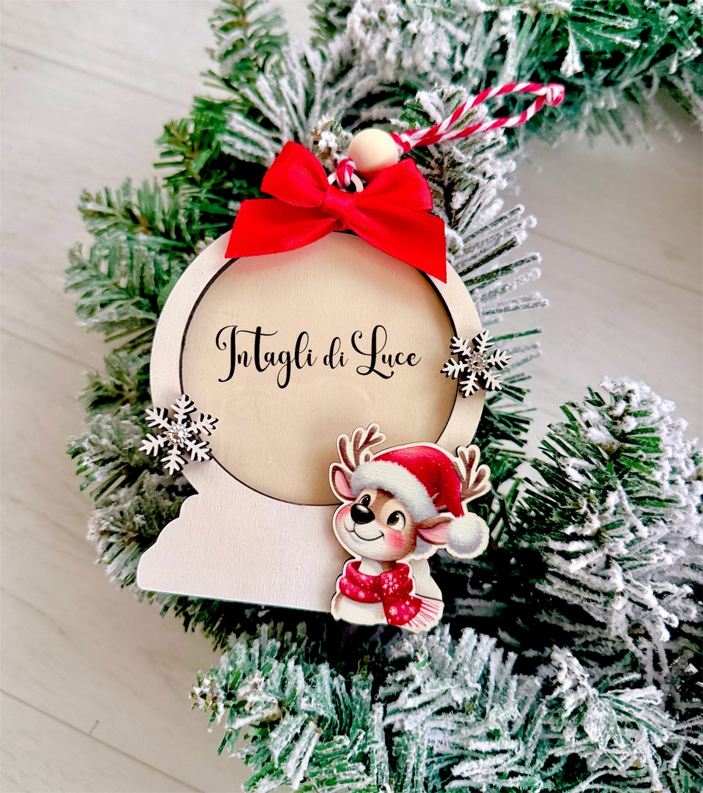 Pallina natalizia portafoto in legno