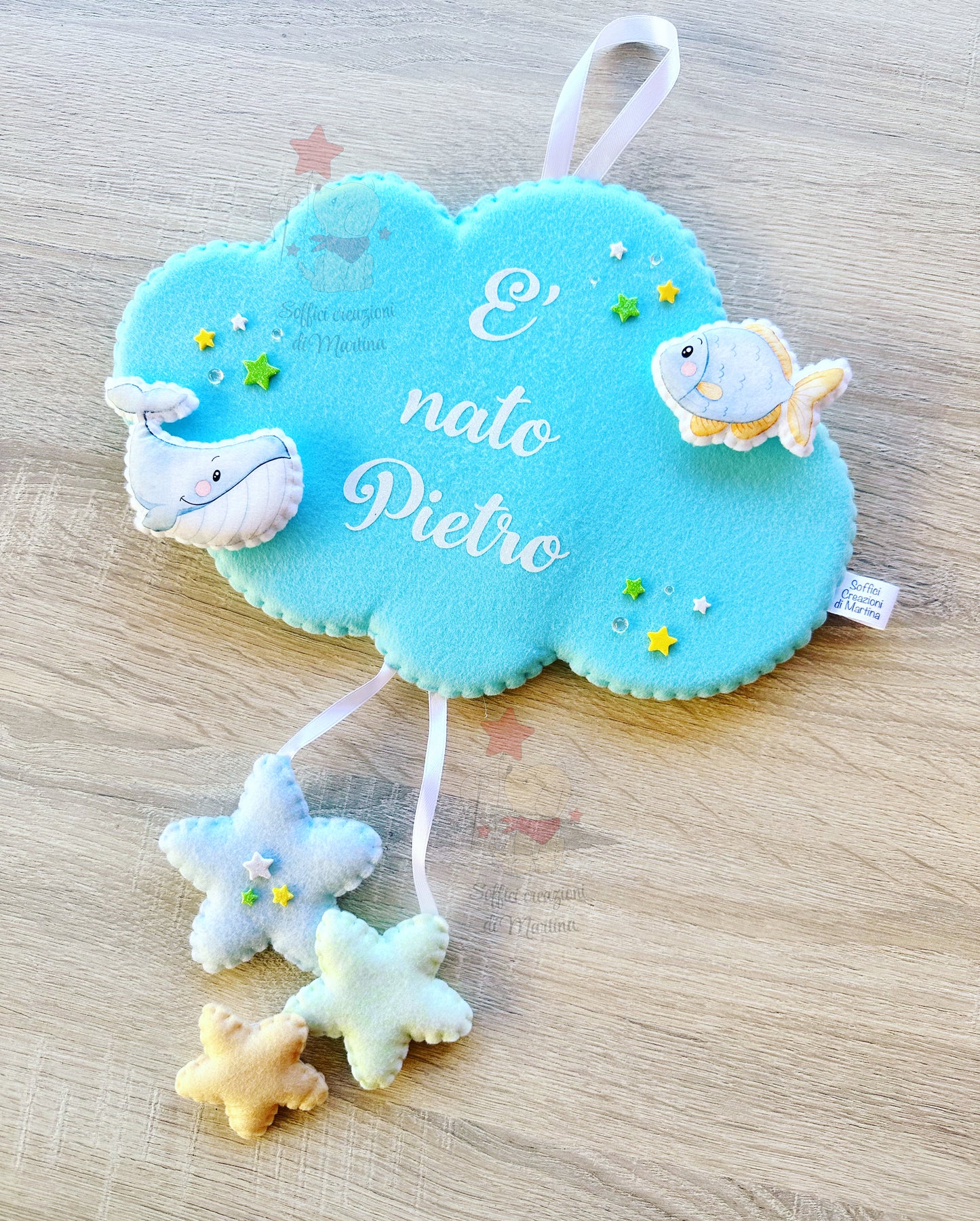 Nuvoletta fiocco nascita tema mare