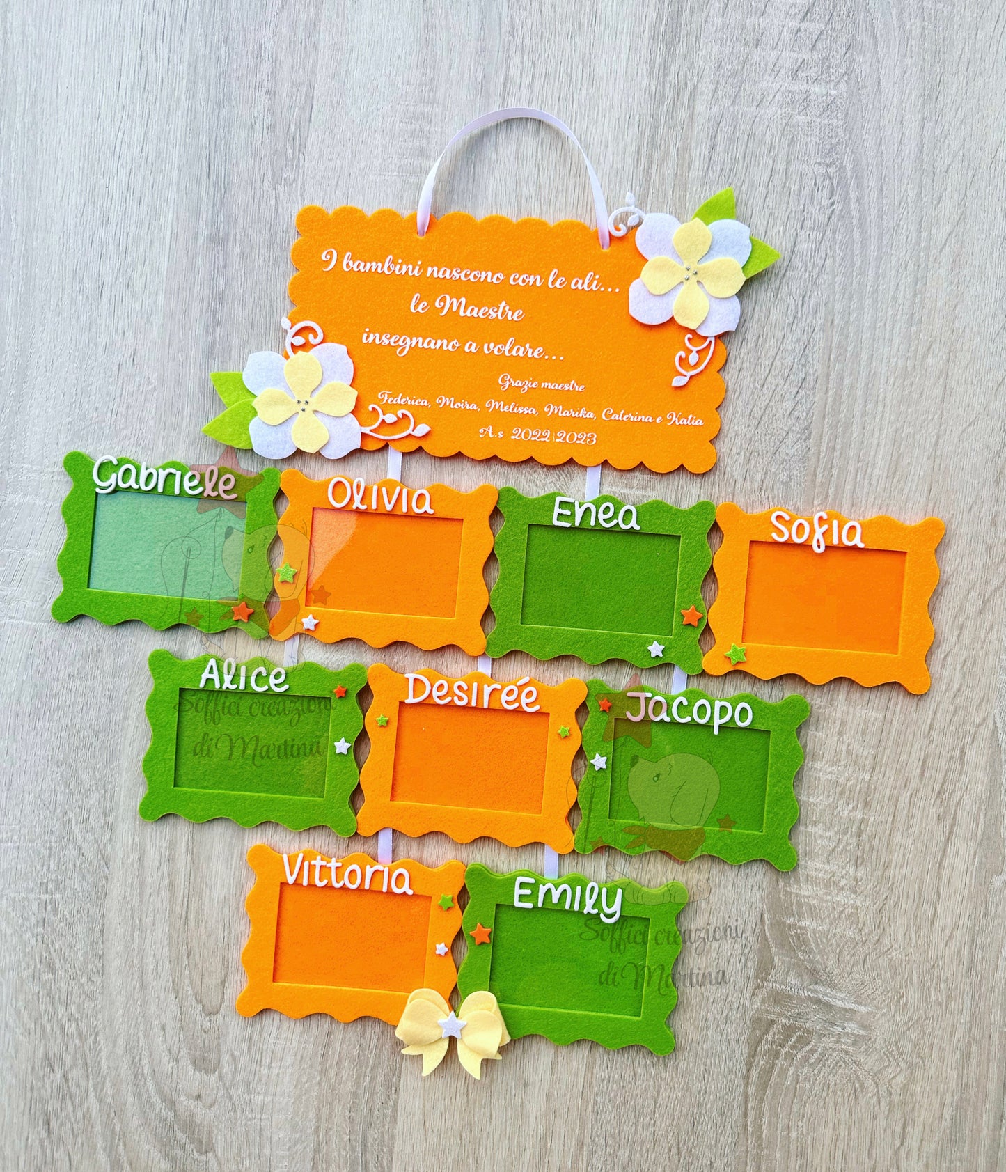 Portafoto con foto dei bimbi per le maestre