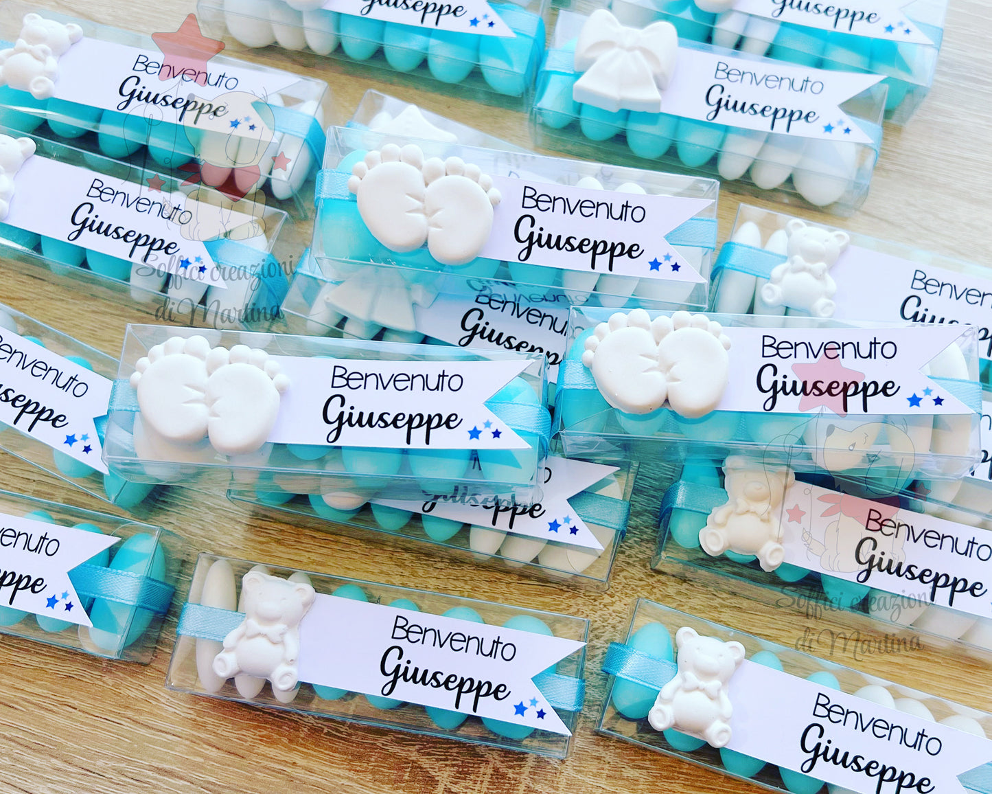 Scatolina con confetti in pvc con gessetto decorativo