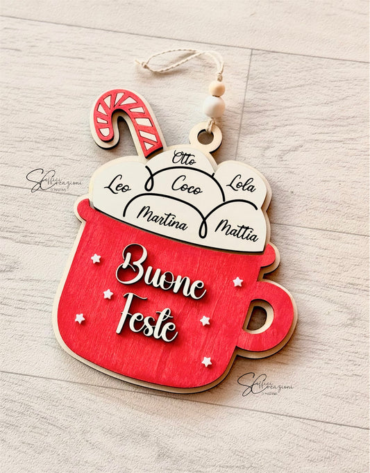 Fuoriporta decorazione famiglia tazza cioccolata