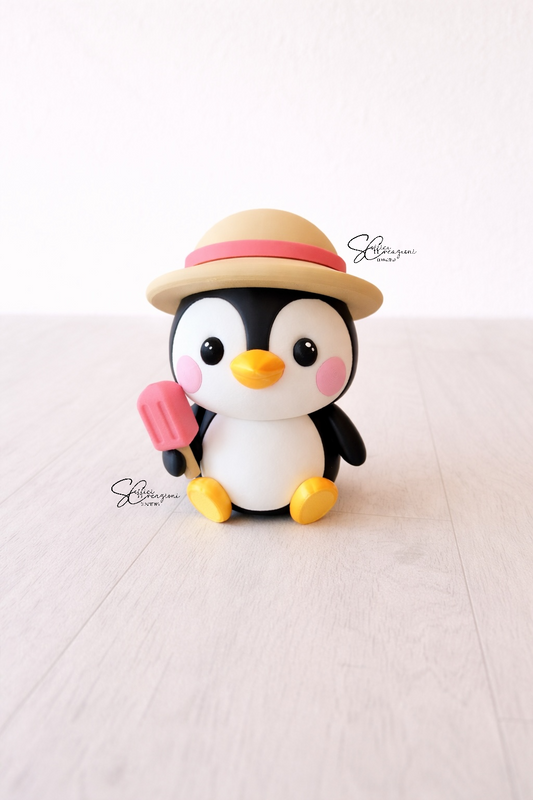 Pinguino con gelato decorativo