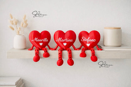 Coppia cuori personalizzati con gambe – Decorazione artigianale