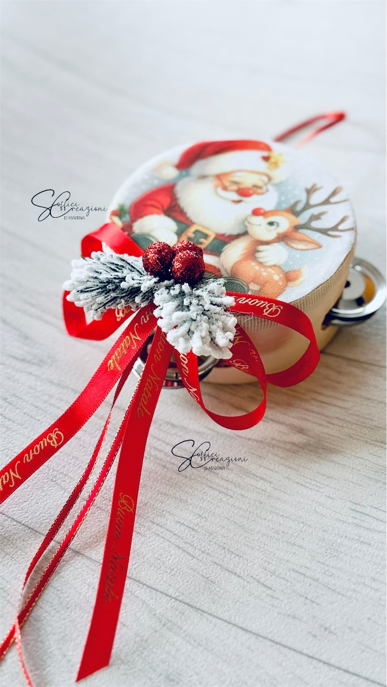 Tamburello natalizio personalizzato 10cm