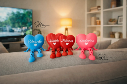 Coppia cuori personalizzati con gambe – Decorazione artigianale