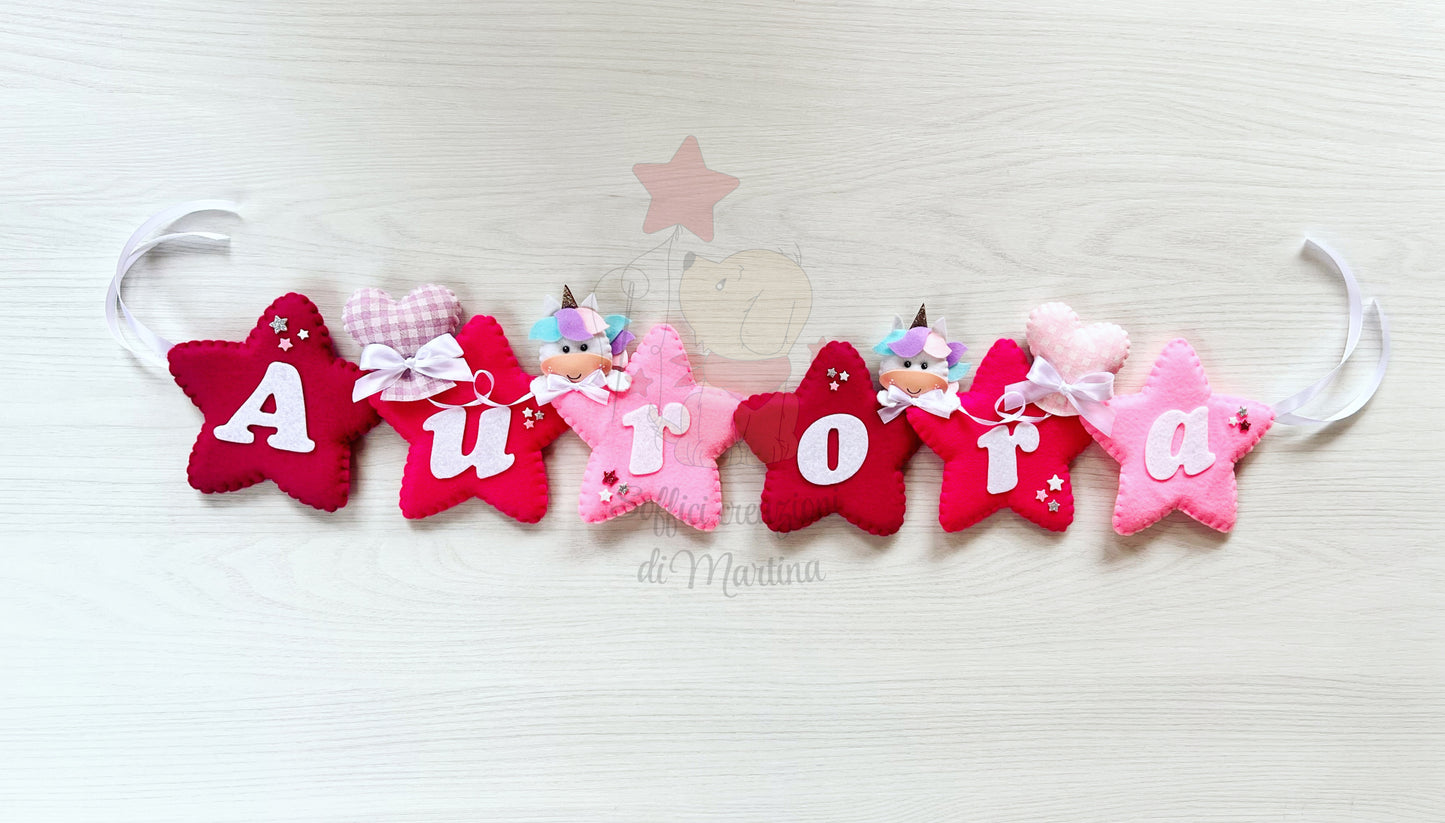 Bedroom banner with name and stars