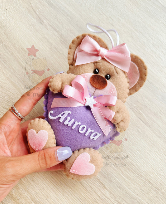 Capoculla orsetto con cuore e nome 