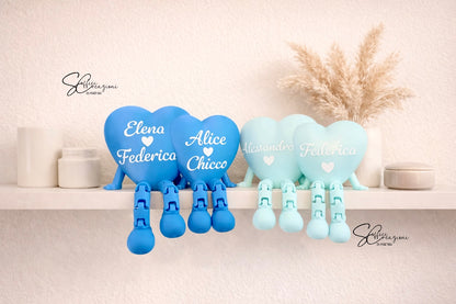 Coppia cuori personalizzati con gambe – Decorazione artigianale