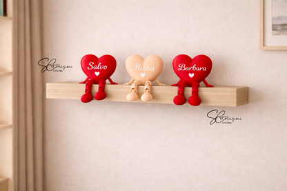 Coppia cuori personalizzati con gambe – Decorazione artigianale