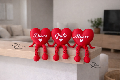 Coppia cuori personalizzati con gambe – Decorazione artigianale