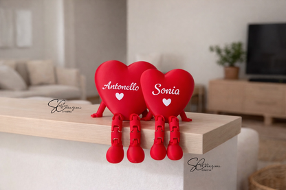Coppia cuori personalizzati con gambe – Decorazione artigianale