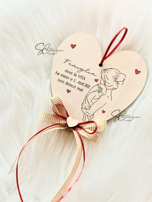 Cuore in legno con dedica mamma