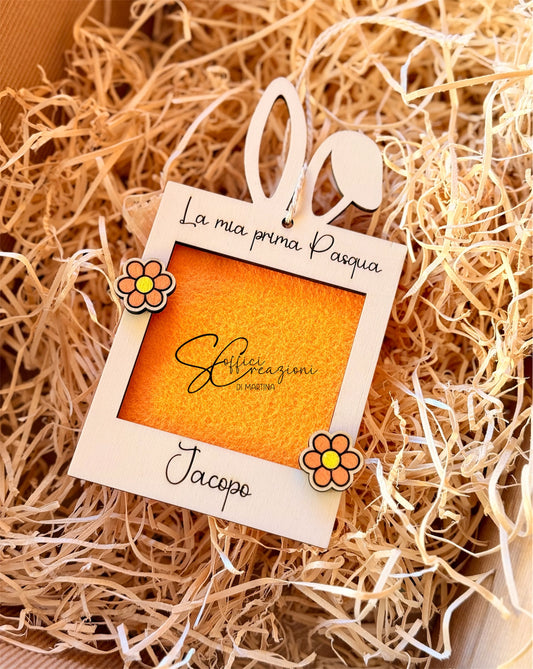 Portafoto mini in legno prima Pasqua