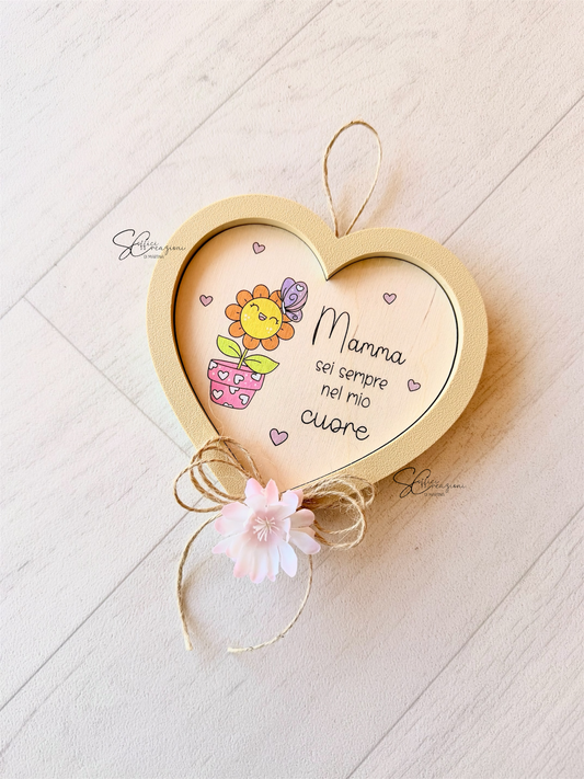 Cuore dedica festa della mamma dipinto a mano