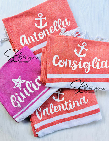 Telo mare fouta con nome – Soffici Creazioni di Martina Telo mare fouta con nome – Soffici Creazioni di Martina