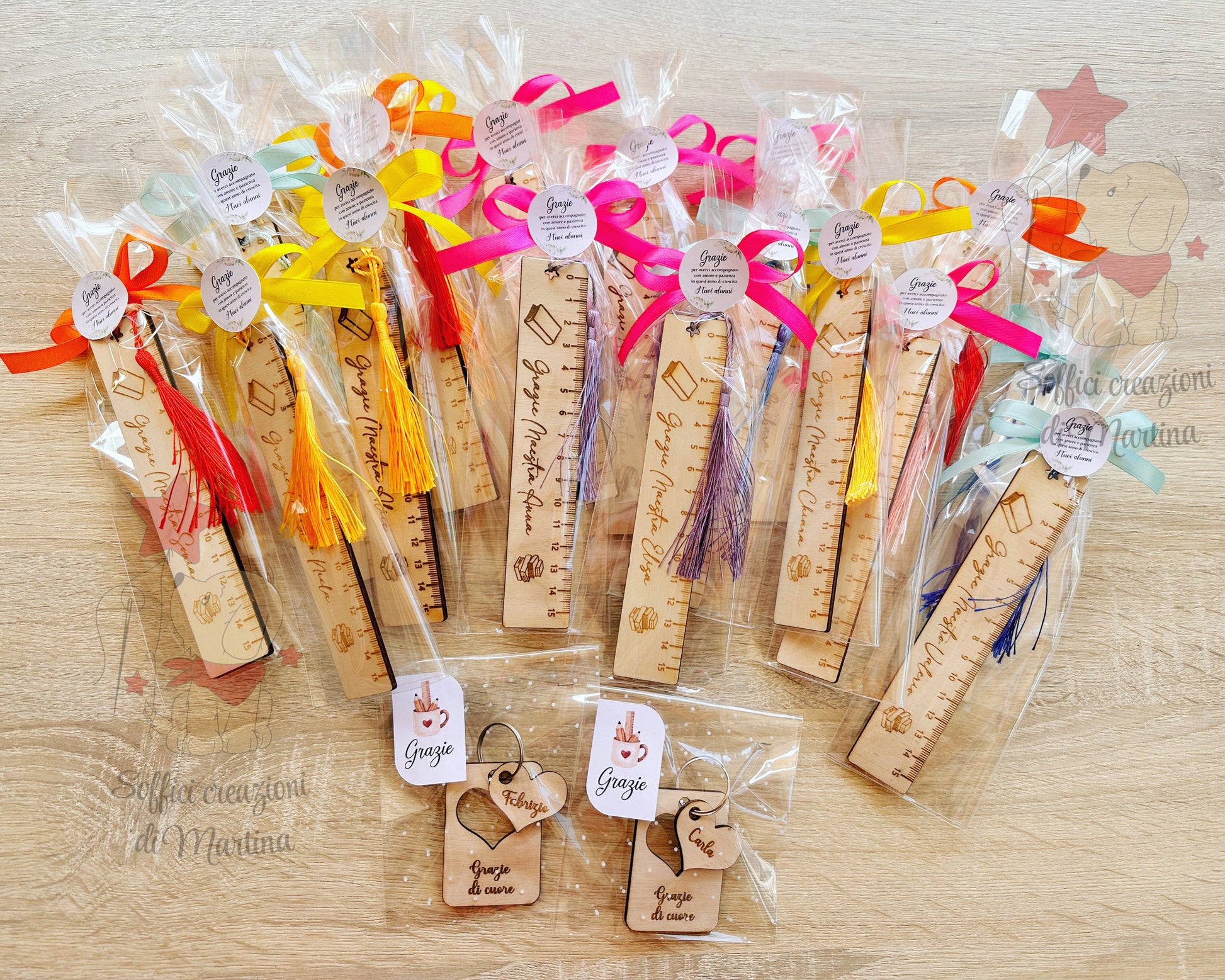 Righello regalo maestre in legno 